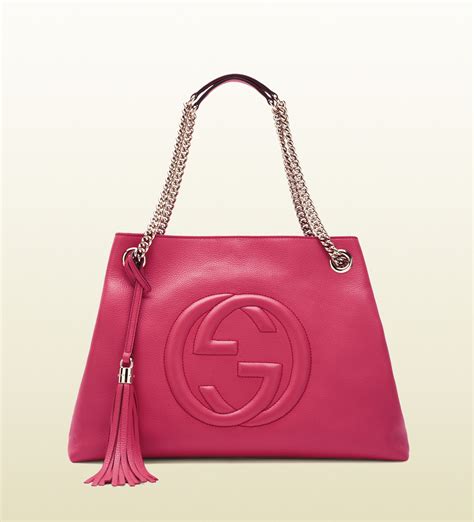 gucci bag pink leather|Gucci shoulder tote bag.